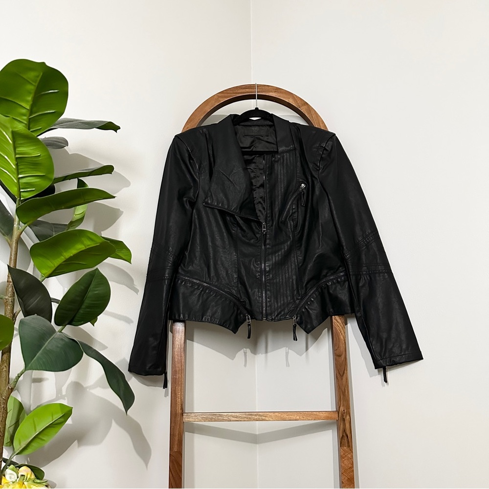 Blank NYC XL Black Vegan Faux Leather Moto Zip Jacket